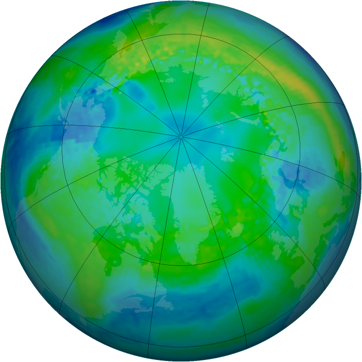 Arctic ozone map for 29 October 2003